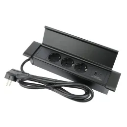 Beltéri konnektoros elosztó SLIM BOX SCHUKO 3x 230V + USB / Fekete matt