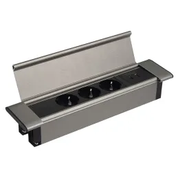 Beltéri konnektoros elosztó SLIM BOX SCHUKO 3x 230V + USB / Rozsdamentes acél