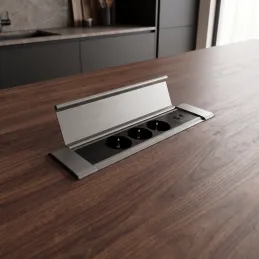 Beltéri konnektoros elosztó SLIM BOX SCHUKO 3x 230V + USB / Rozsdamentes acél