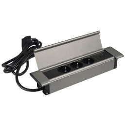 Beltéri konnektoros elosztó SLIM BOX SCHUKO 3x 230V + USB / Rozsdamentes acél