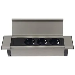 Beltéri konnektoros elosztó SLIM BOX SCHUKO 3x 230V / Rozsdamentes acél