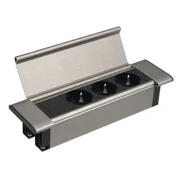 Beltéri konnektoros elosztó SLIM BOX SCHUKO 3x 230V / Rozsdamentes acél