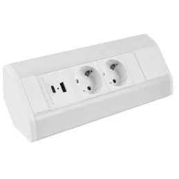 Belső sarok elosztó CORNER SCHUKO 2x 230V + USB A-C / Matt fehér