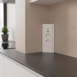 Belső sarok elosztó CORNER SCHUKO 2x 230V + USB A-C / Matt fehér