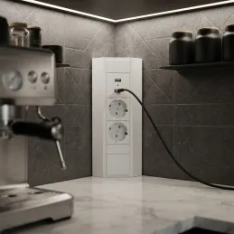 Belső sarok elosztó CORNER SCHUKO 2x 230V + USB A-C / Matt fehér