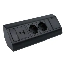 Beltéri aljzatsín CORNER SCHUKO 2x 230V + USB A-C / Fekete matt