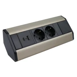 Belső sarok elosztó CORNER SCHUKO 2x 230V + USB A-C / Rozsdamentes acél