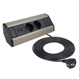 Belső sarok elosztó CORNER SCHUKO 2x 230V + USB A-C / Rozsdamentes acél