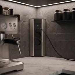 Belső sarok elosztó CORNER SCHUKO 2x 230V + USB A-C / Rozsdamentes acél