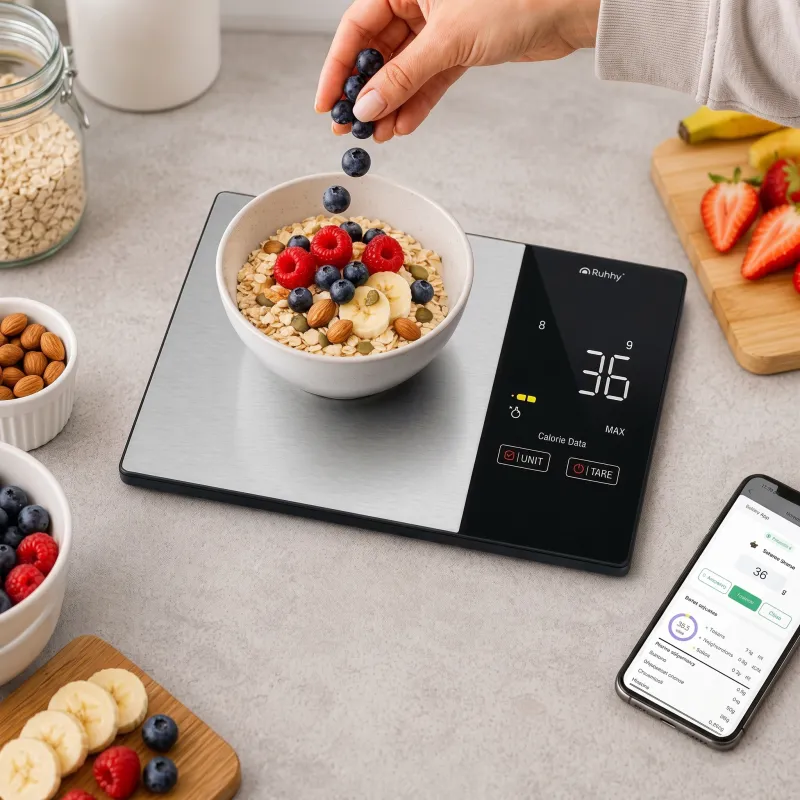 Konyhai digitális mérleg FIT BODY alkalmazással / Fekete