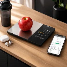 Konyhai digitális mérleg FIT BODY alkalmazással / Fekete