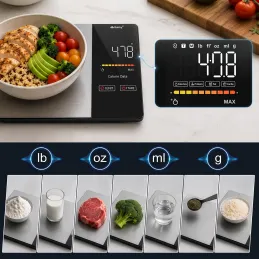 Konyhai digitális mérleg FIT BODY alkalmazással / Fekete