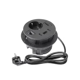 Irodai SMART 80 SCHUKO asztali beépíthető aljzat 1x230V + USB A-C + HDMI + Rj45 / Fekete