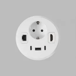 Irodai asztali beépíthető aljzat OFFICE SMART 80 SCHUKO 1x230V + USB A-C + HDMI + Rj45 / Fehér