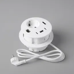 Irodai asztali beépíthető aljzat OFFICE SMART 80 SCHUKO 1x230V + USB A-C + HDMI + Rj45 / Fehér
