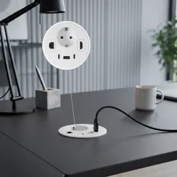 Irodai asztali beépíthető aljzat OFFICE SMART 80 SCHUKO 1x230V + USB A-C + HDMI + Rj45 / Fehér