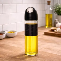 Üveg olívaolaj vagy ecet adagoló automatikus nyitással, 510 ml / Fekete