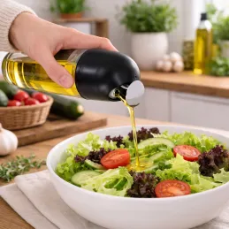 Üveg olívaolaj vagy ecet adagoló automatikus nyitással, 510 ml / Fekete