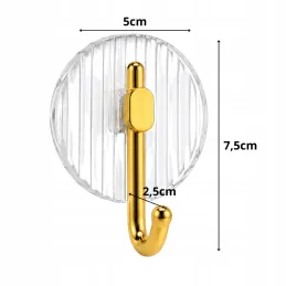 Öntapadós akasztó GLAMOUR ROUND / Csiszolt arany