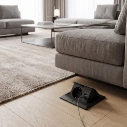 Padlóba süllyeszthető aljzat FLOOR LUX SCHUKO 1x230V + USB A-C / Fekete