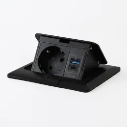 Padlóba süllyeszthető aljzat FLOOR LUX SCHUKO 1x230V + USB A-C / Fekete