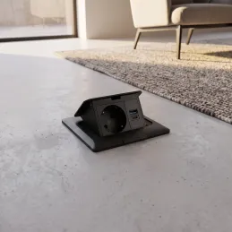 Padlóba süllyeszthető aljzat FLOOR LUX SCHUKO 1x230V + USB A-C / Fekete