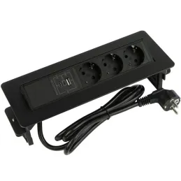 Billenő aljzat AMBIENTE SCHUKO 3x230V + USB A-C / Matt fekete