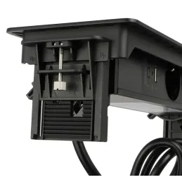 Billenő aljzat AMBIENTE SCHUKO 3x230V + USB A-C / Matt fekete