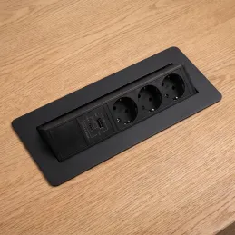 Billenő aljzat AMBIENTE SCHUKO 3x230V + USB A-C / Matt fekete