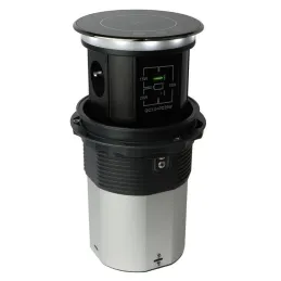 Automatikus kihúzható AMBIENTE SCHUKO aljzat 3x230V + USB A-C világítással és töltéssel / Fekete üveg