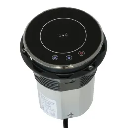Automatikus kihúzható AMBIENTE SCHUKO aljzat 3x230V + USB A-C világítással és töltéssel / Fekete üveg