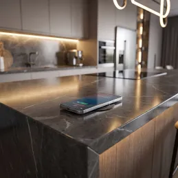 Kihúzható AVION SCHUKO 2x230V + USB A-C és indukciós töltéssel / Matt fekete