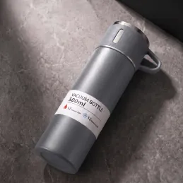 Rozsdamentes termosz pohárral THERMIO 500 ml / Szürke