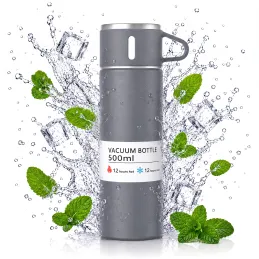 Rozsdamentes termosz pohárral THERMIO 500 ml / Szürke