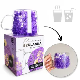Termikus pohár virágos italokhoz FLOWER GLASS 180 ml / Lila