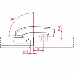 Ajtópánt 90° SLIDE-ON alátéttel