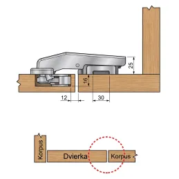 Ajtópánt 90° SLIDE-ON alátéttel