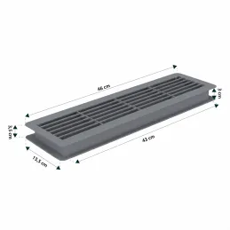 Kétoldalas szellőzőrács ajtóba 430 x 115 mm / Szürke