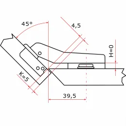 Ajtópánt 45° SLIDE-ON alátéttel