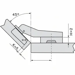 Ajtópánt 45° SLIDE-ON alátéttel