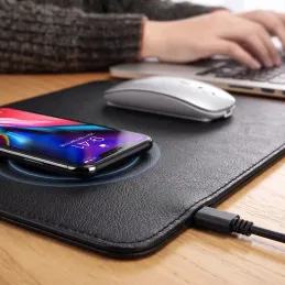Egérpad vezeték nélküli telefon töltéssel LUXPAD / Fekete