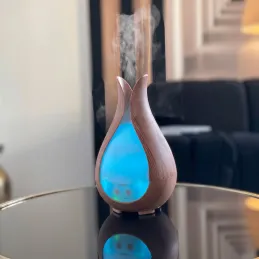 LED ultrahangos párásító távirányítóval DROP / Természetes fa