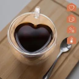 HEART 240 ml termos pohár kávéhoz / Átlátszó