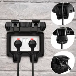 Kültéri elektromos aljzat GARDENIA SCHUKO 2x230V / Matt fekete