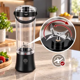 USB elektromos ARIANO turmixgép smoothie-hoz és koktélokhoz 600 ml / Fekete
