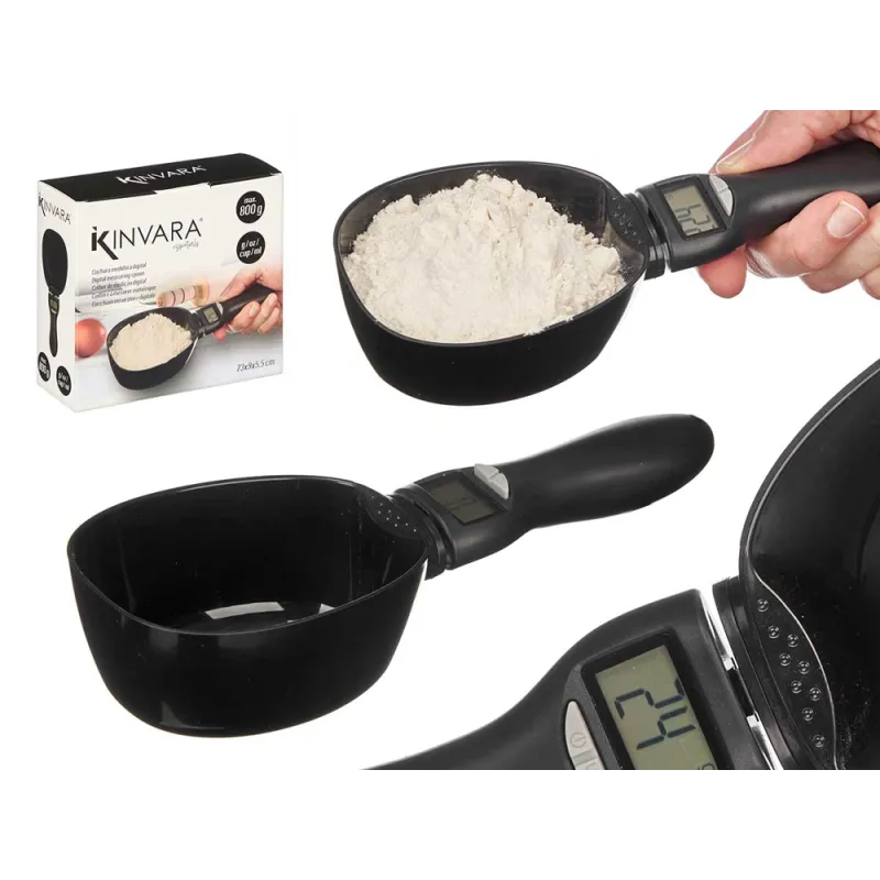 Konyhai merőkanál LCD kijelzővel és XXL mérleggel / Fekete matt