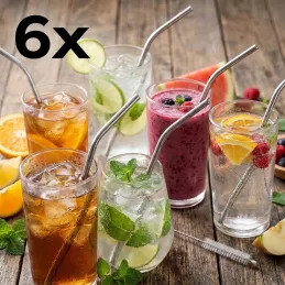 6 db rozsdamentes acél szívószál italokhoz / Rozsdamentes acél
